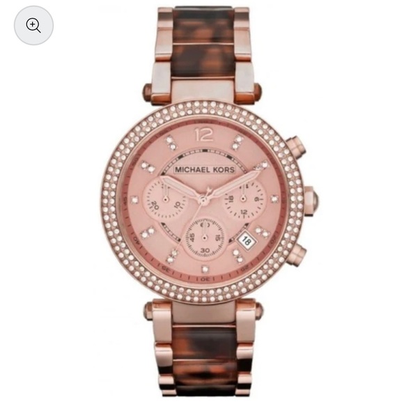 Michael Kors Accessories - Michael Kors MK 5538 Parker Chronograph Quartz Rose Gold Crystal Bezel Watch